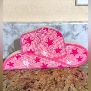 Pink and White Starry Western Hat
